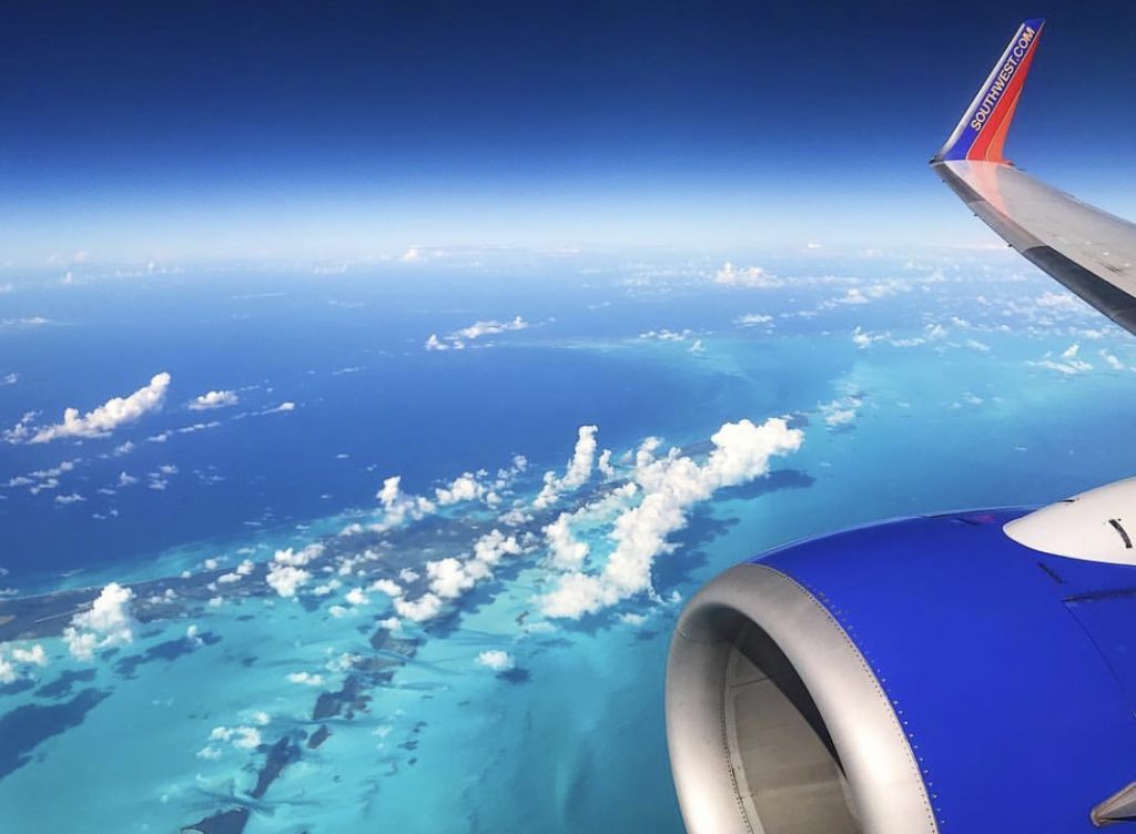 Jez flies over the Bahamas.