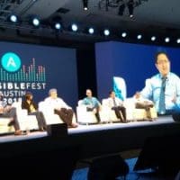 Carlos Caicedo speaking at AnsibleFest