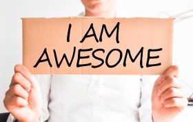 I am awesome text on cardboard
