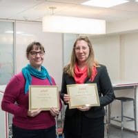 Rachel Clarke and Sayward Schoonmaker with their ASIST awards