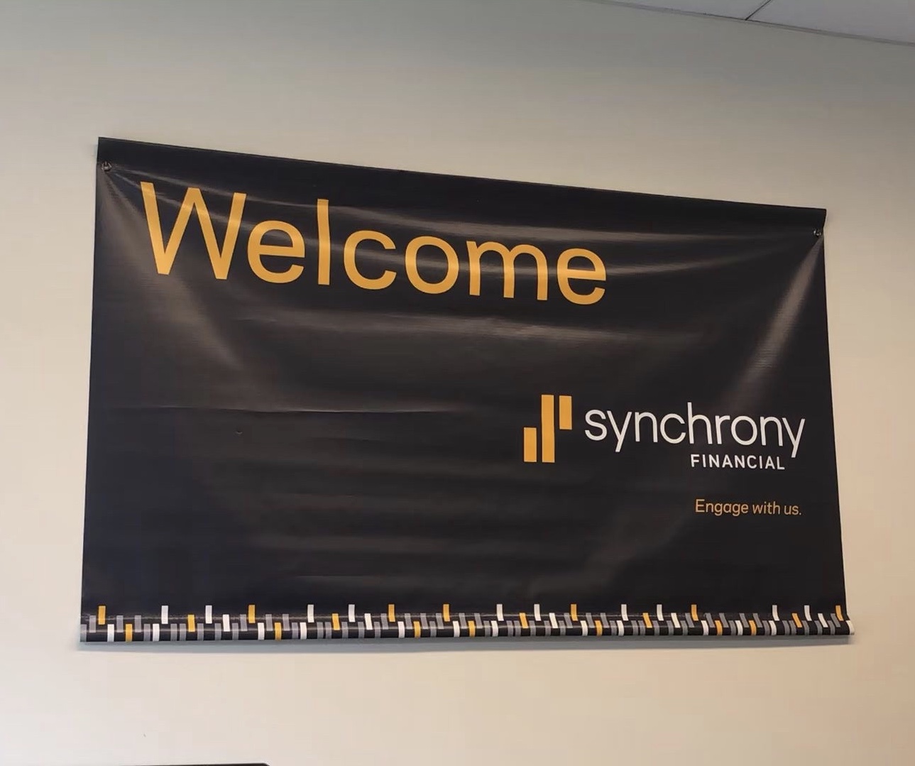 Welcome sign at the Synchrony Financial externship