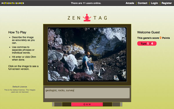 An online game of metadata tag, on Zen Tag. Image via tiltfactor.org.