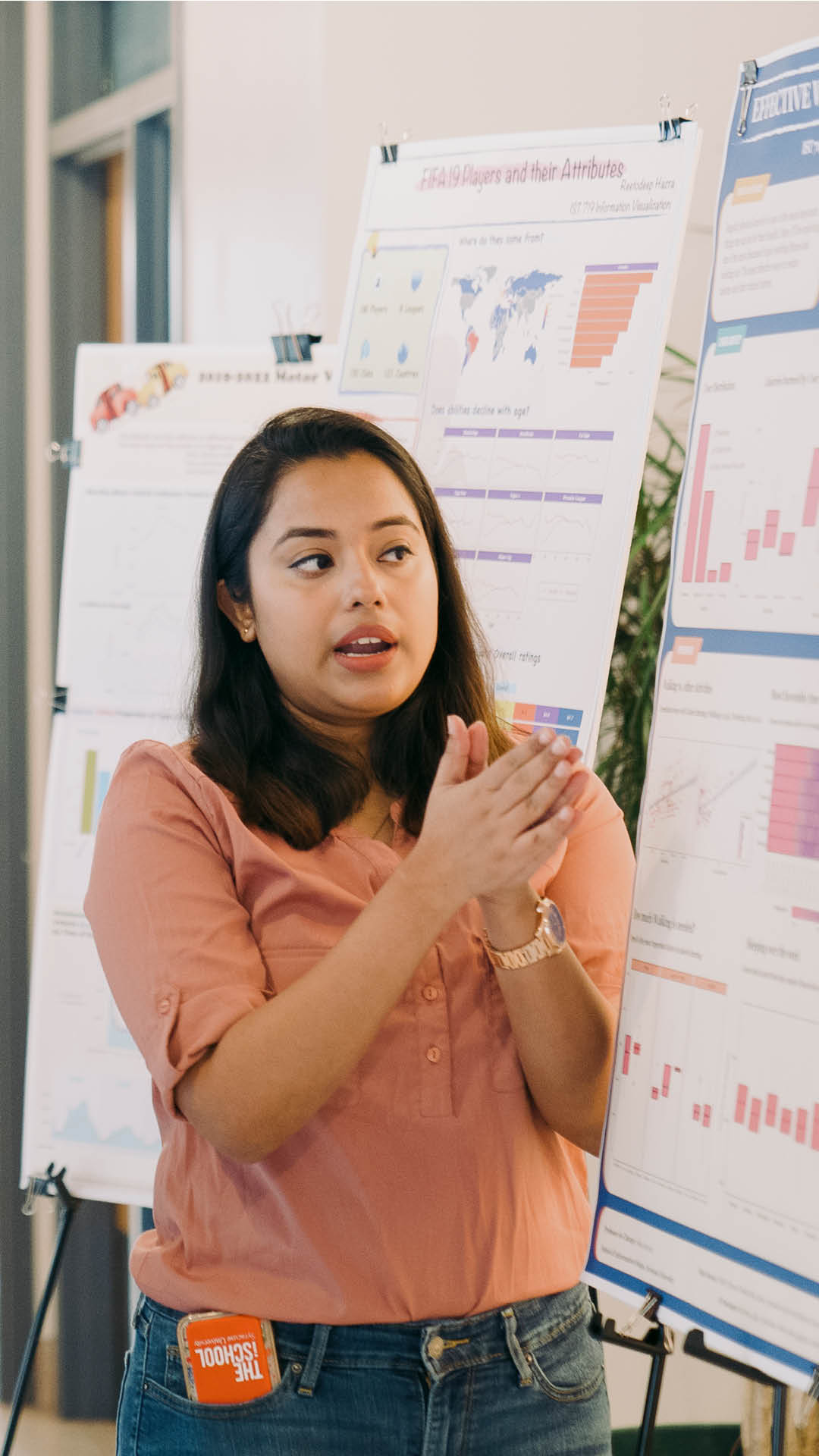 woman presenting her data science research