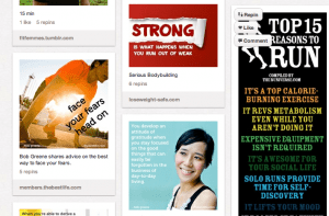 Screenshot of fitness-related pins on Pinterest